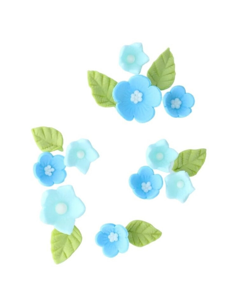 Culpitt Culpitt Suikerdecoratie Bloemen en Bladeren Blauw (16 stuks)