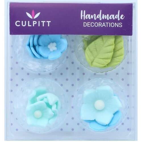 Culpitt Suikerdecoratie Bloemen en Bladeren Blauw (16 stuks) Culpitt Suikerdecoratie Bloemen en Bladeren Blauw (16 stuks)
