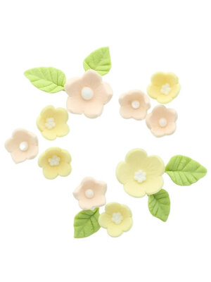Culpitt Culpitt Suikerdecoratie Bloemen en Bladeren Geel (16 stuks)