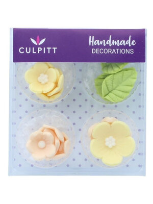 Culpitt Culpitt Suikerdecoratie Bloemen en Bladeren Geel (16 stuks)