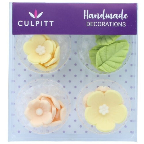 Culpitt Suikerdecoratie Bloemen en Bladeren Geel (16 stuks) Culpitt Suikerdecoratie Bloemen en Bladeren Geel (16 stuks)