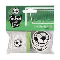 Taartdecoratie Prikkers Voetbal 80mm (24 stuks)