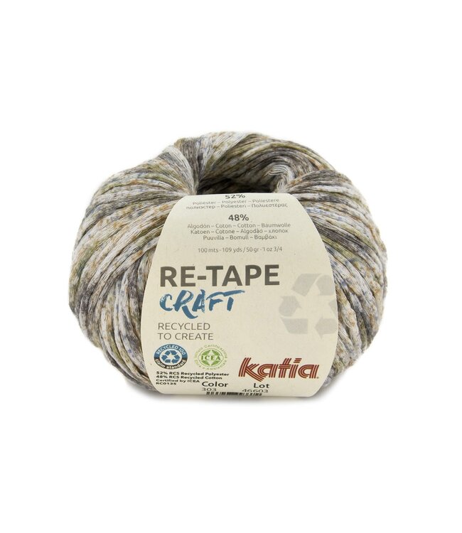 Katia Re-tape craft - Blauw-Bruin-Wit 303