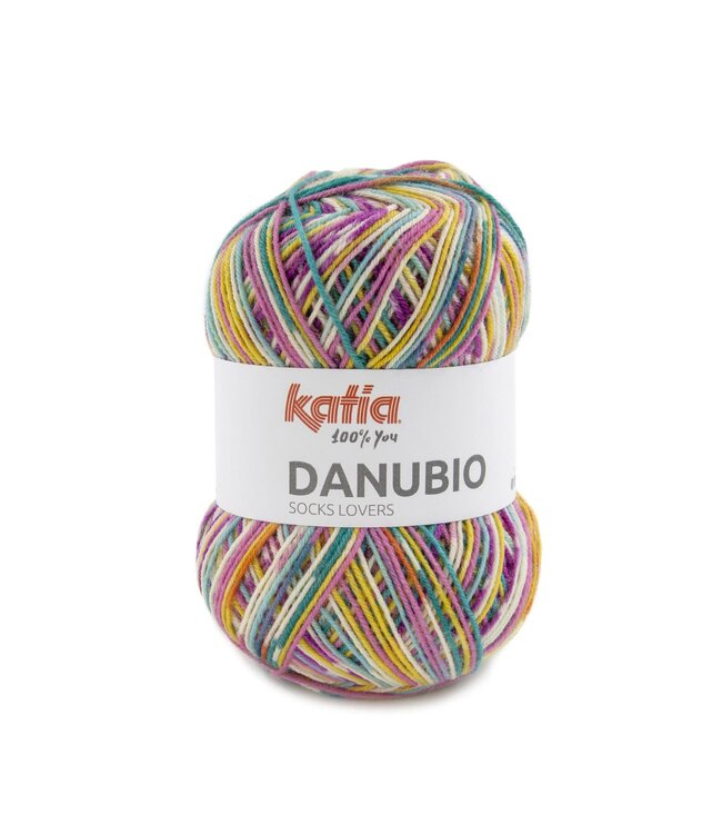 Katia DANUBIO SOCKS - fuchsia-geel-turqouise-donker oranje 304