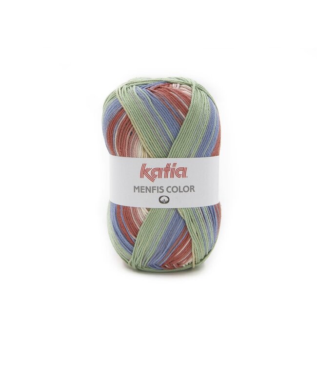 Katia Menfis color - Beige-groenblauw-rood 114