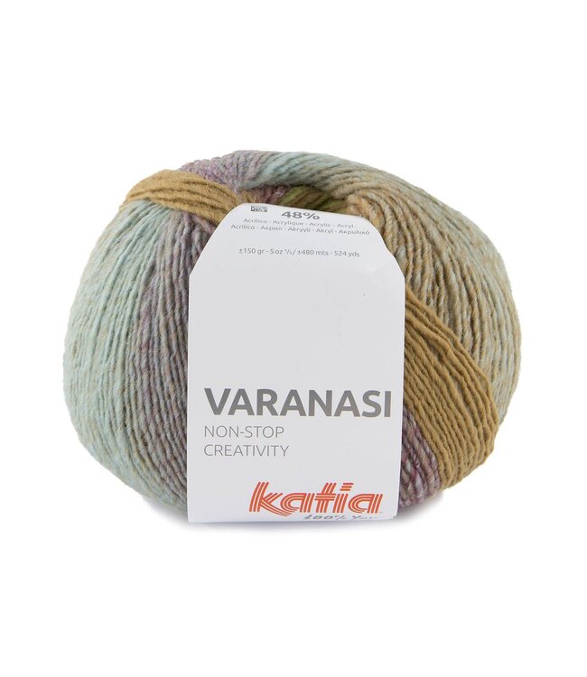 Katia VARANASI - Oker-Parelmoer-lichtviolet-Pastelblauw 308