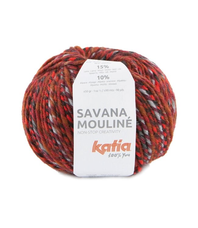 Katia Savana mouliné - Rood-Grijs-Zwart 209