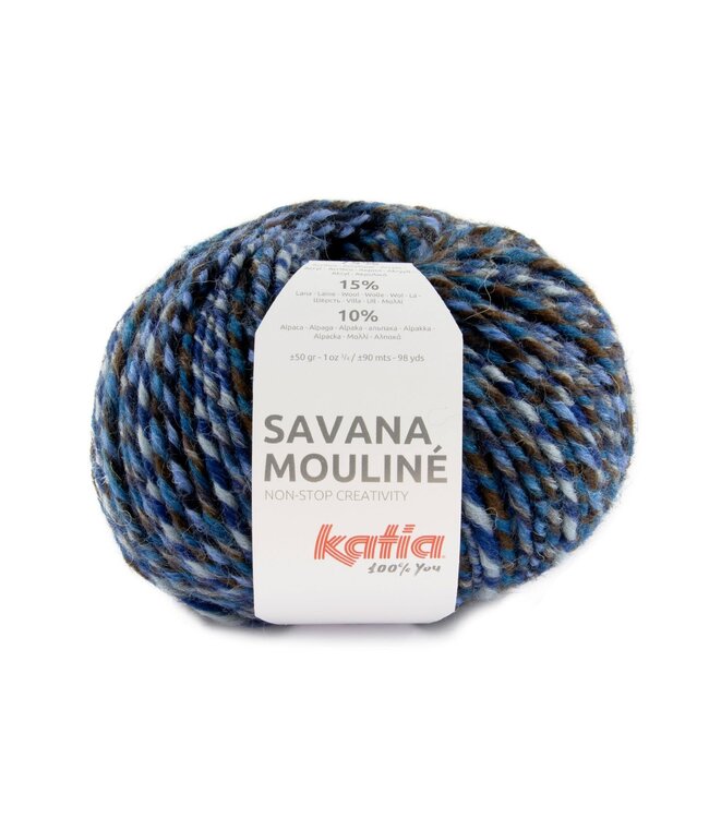 Katia Savana mouliné - Blauw-Hemelsblauw-Bruin 205