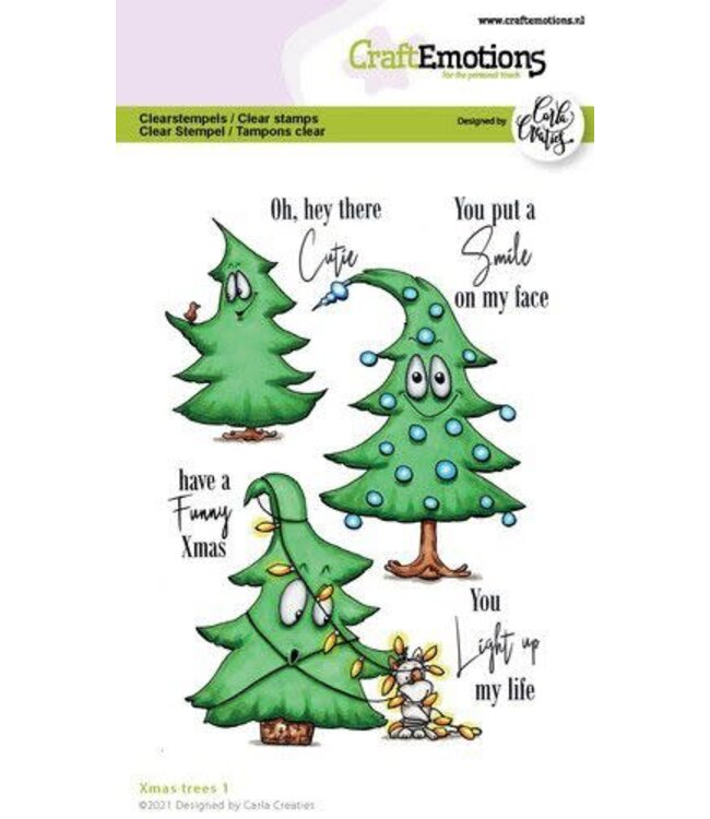 CraftEmotions Clearstamp Xmas trees 1