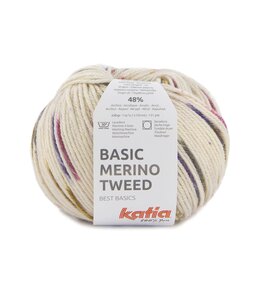 Katia Basic merino tweed - Beige-Kauwgom roze-Camel 405
