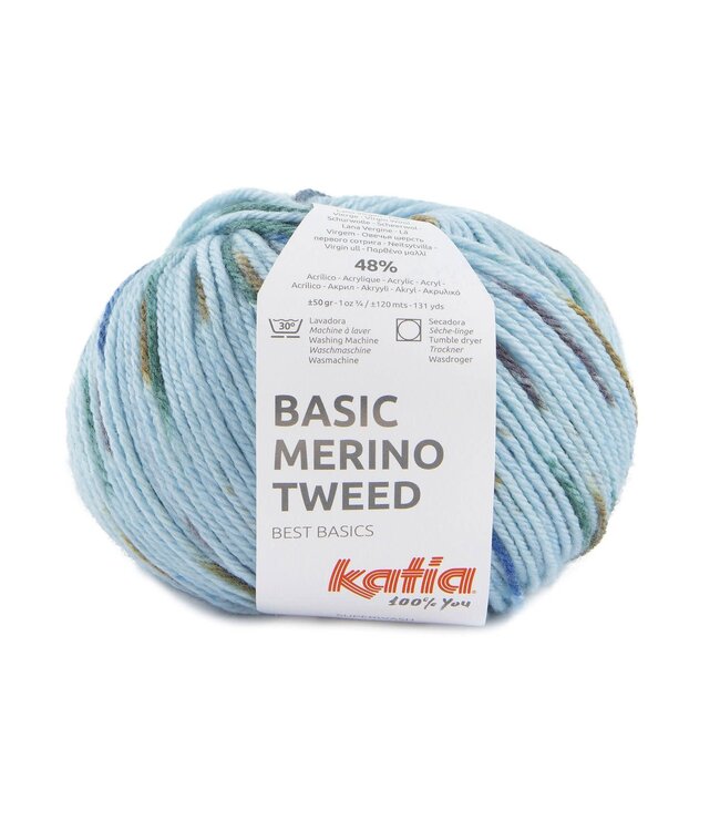 Katia Basic merino tweed - Hemels blauw-Blauw-Bruin beige 407