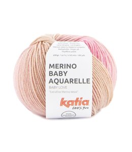 Katia Merino baby aquarelle - Beige-licht hemelsblauw-bleekrood 357