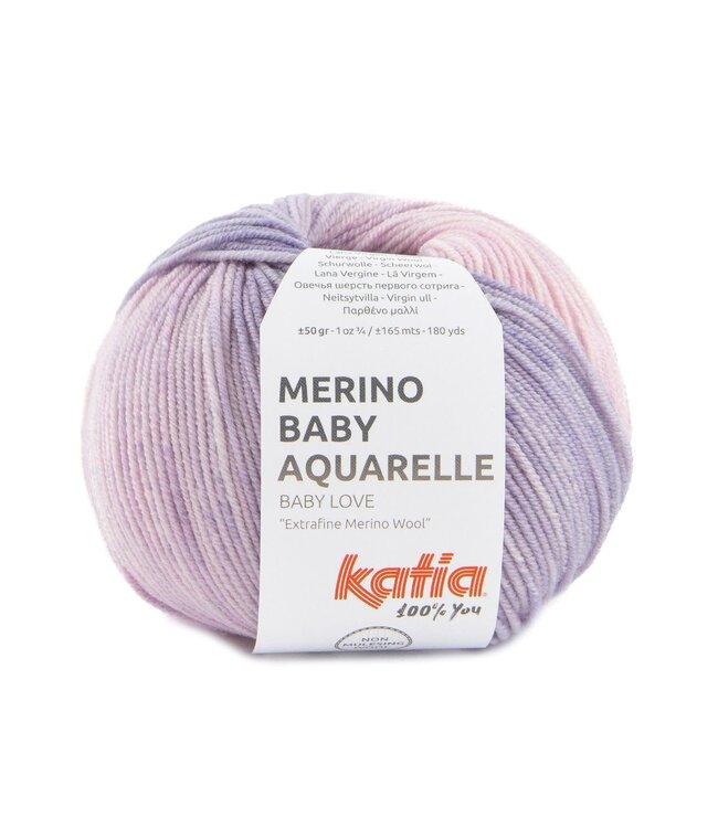 Katia Merino baby aquarelle - Bleekrood-licht lila-donker bruin 355