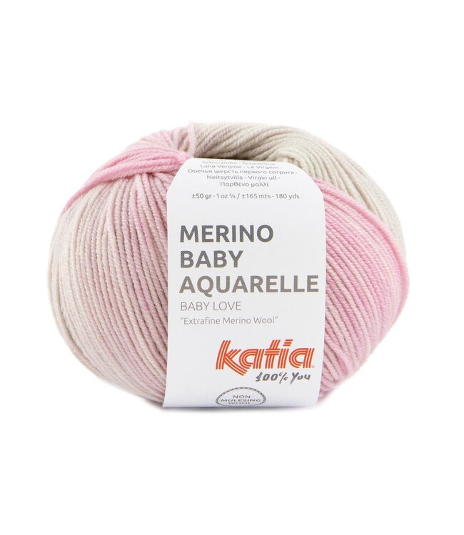 Katia Merino baby aquarelle - Steengrijs-beige-bleekrood 356