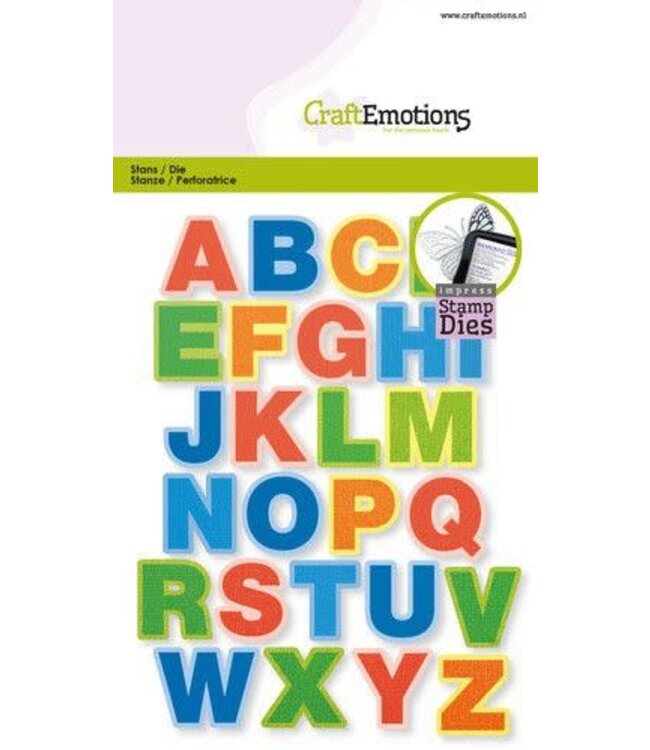 CraftEmotions CraftEmotion Impress stamp Die - alfabet hoofdletters Card