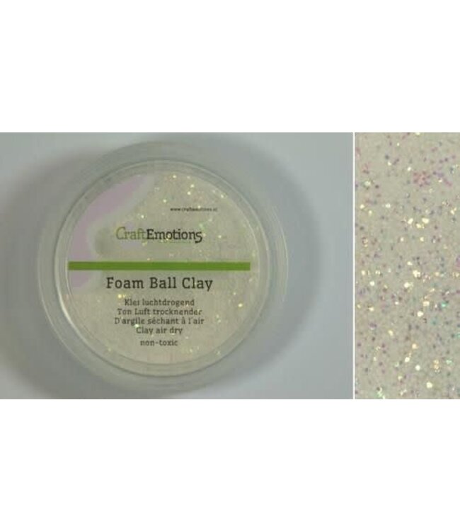 CraftEmotions CraftEmotions Foamball clay - wit glitter 75ml