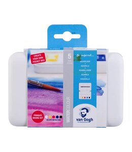 Van Gogh Aquarelverf pocket box primaire mengset | 5 halve napjes + 7 lege plekken