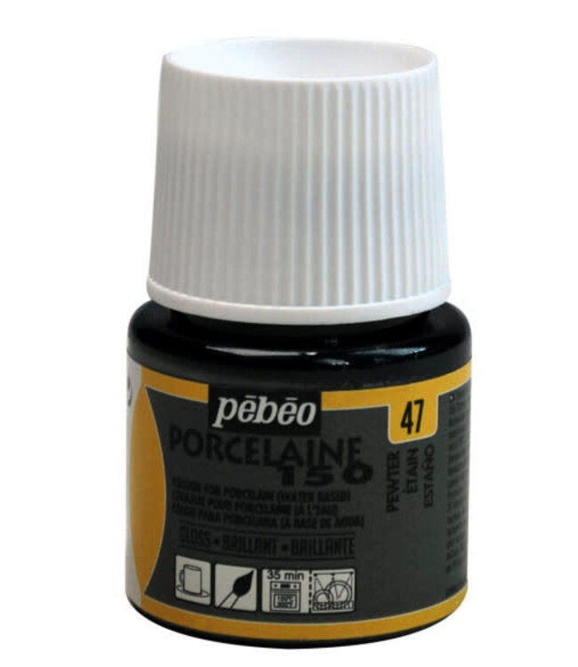 Pebeo Porselein verf - Gloss pewter 47 - 45ml