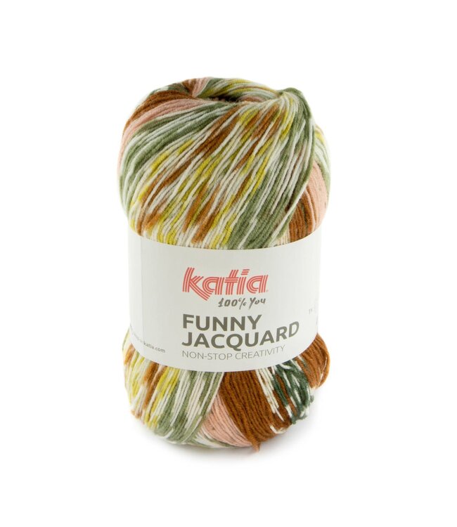 Katia FUNNY JACQUARD - Terrabruin-Groen-Geelgroen 300