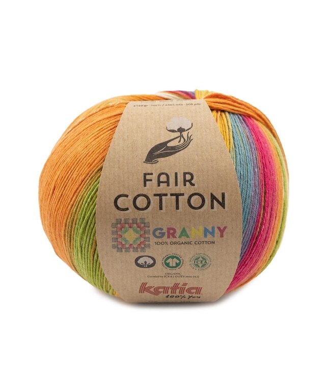 Katia Fair cotton granny - Kauwgom roze-Blauw-Geel-Groen-Oranje 303