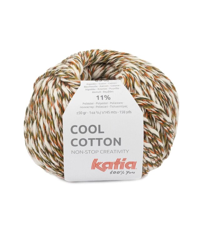 Katia Cool cotton - Kaki-Kauwgom roze-Roest bruin 84