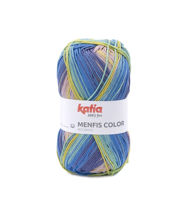 Katia Menfis color - Blauw-Pistache-Kauwgom roze 120
