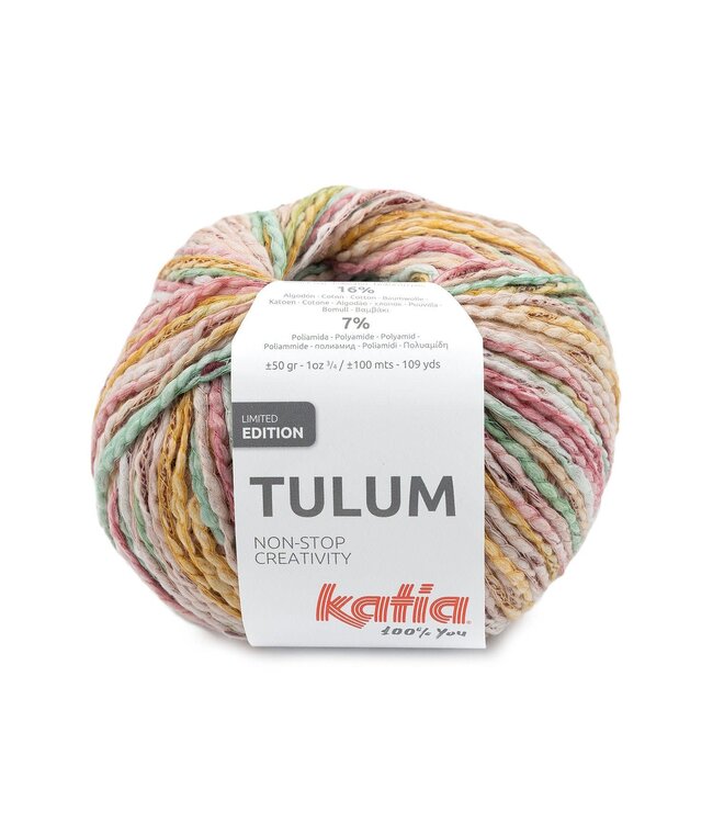 Katia Tulum - Kauwgom roze-Groen-Camel 100