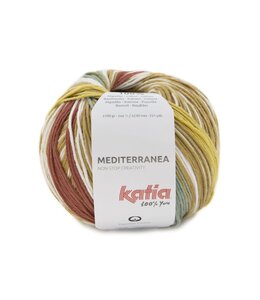 Katia Mediterranea - Camel-Oker-Mint groen-Robijn 404