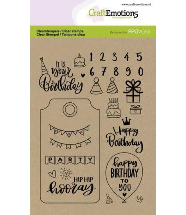 CraftEmotions CraftEmotions clearstamps A6 - Birthday (Eng) Provoke