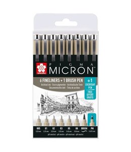 Sakura Micron 6 fineliners+1 brush pen