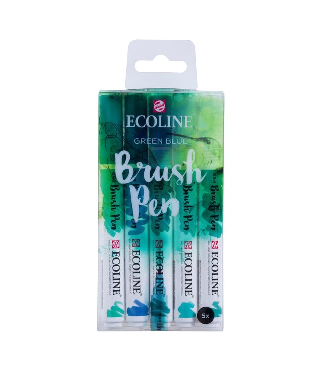 Brush Pen set Groenblauw | 5 kleuren