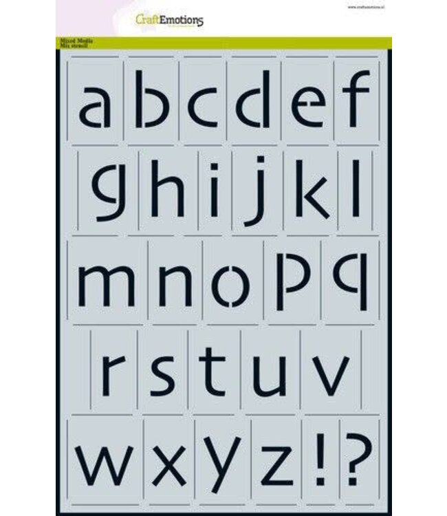 CraftEmotions Verfstencil - alfabet kleine letters ±35mm A4
