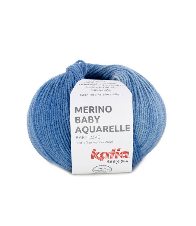 Katia Merino baby aquarelle -  Blauw-Bleek bruin-Licht hemelsblauw 360