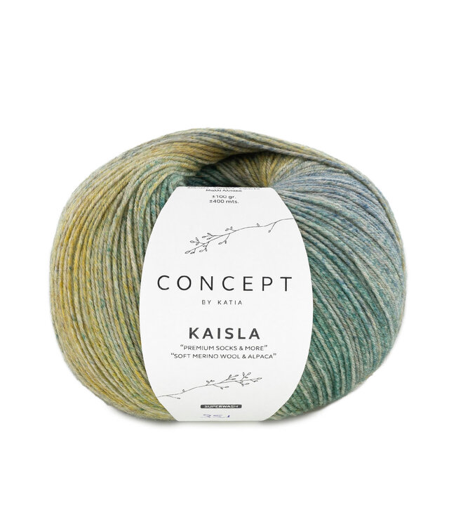Katia Kaisla socks 351 - Geel-Blauw-Groen blauw