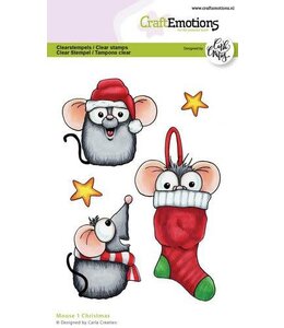 CraftEmotions Clearstamps A6 - Mouse 1 Christmas Carla Creaties