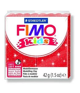 Fimo Fimo kids boetseerklei 42g glitter rood 8030-212