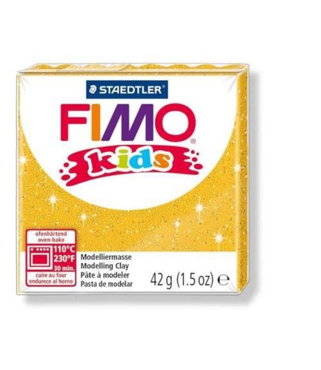 Fimo Fimo kids boetseerklei 42g glitter goud 8030-112