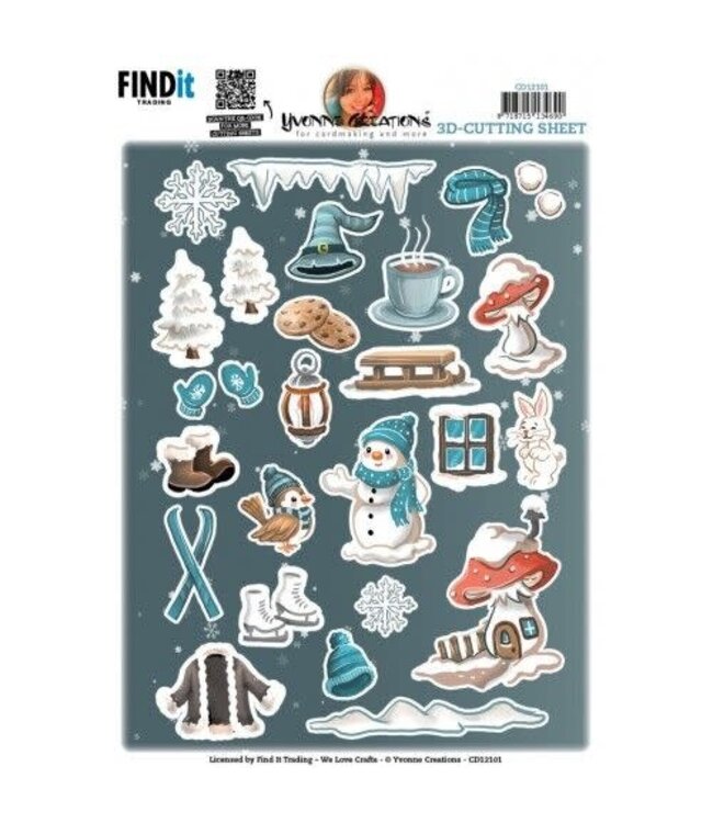 Cutting Sheet - Yvonne Creations - Small Elements Winter Gnomes