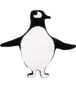 Eva Mouton Kruissteekvormkussen met rug Pinguin