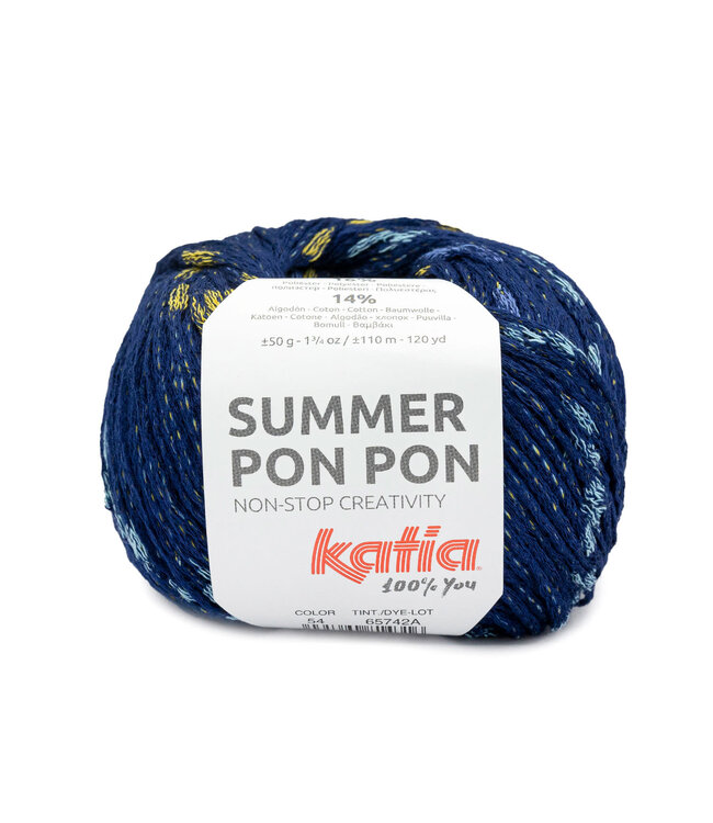 Katia Summer Pon Pon  - 54 -    Oceaan blauw-Licht blauw-Oker