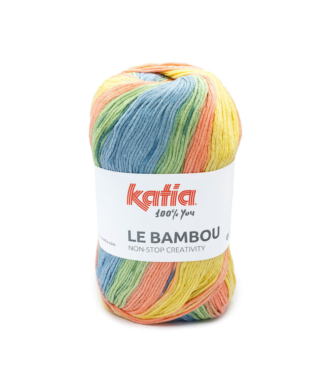 Katia Le Bambou -102 - Pastel turquoise-Geel-Kauwgom roze-Beige