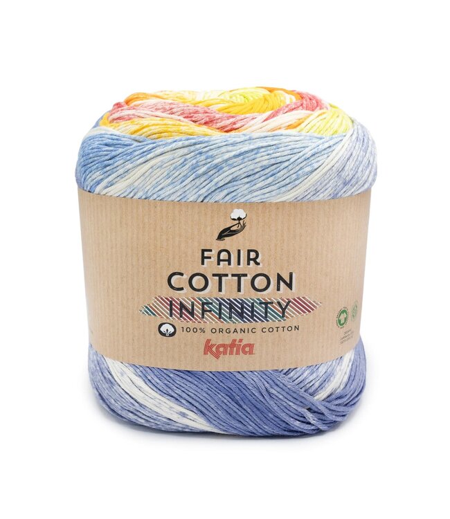 Katia Fair Cotton Infinity  102 - Blauw-Pistache-Geel-Oranje