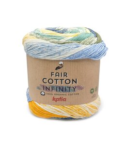 Katia Fair Cotton Infinity  106 - Blauw-Geel-Kaki