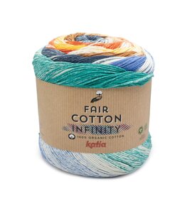 Katia Fair Cotton Infinity   104 - Groen blauw-Ultramarijn blauw-Bruin-Geel