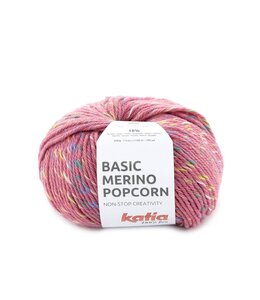 Katia Basic merino Popcorn  200 - Kauwgom roze-Meerkleurig