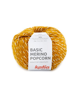 Basic merino Popcorn -   107 - Mosterd-Wit