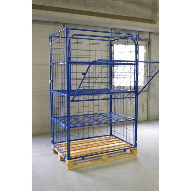 Cage Container metal H1800mm 3 shelves and 2 folding windows