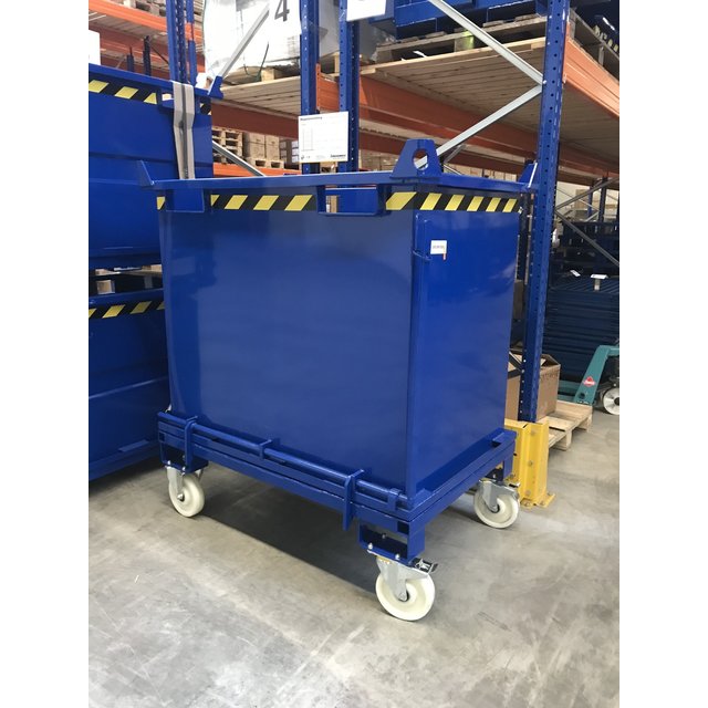 Chip Container 1000L with Lifting Eyes Hinged Bottom Tipper Container for Forklift and Crane  BB-model