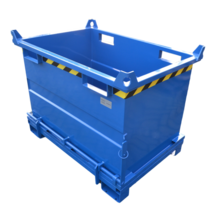 Chip Container 2000L with Lifting Eyes Hinged Bottom Tipper Container for Forklift and Crane