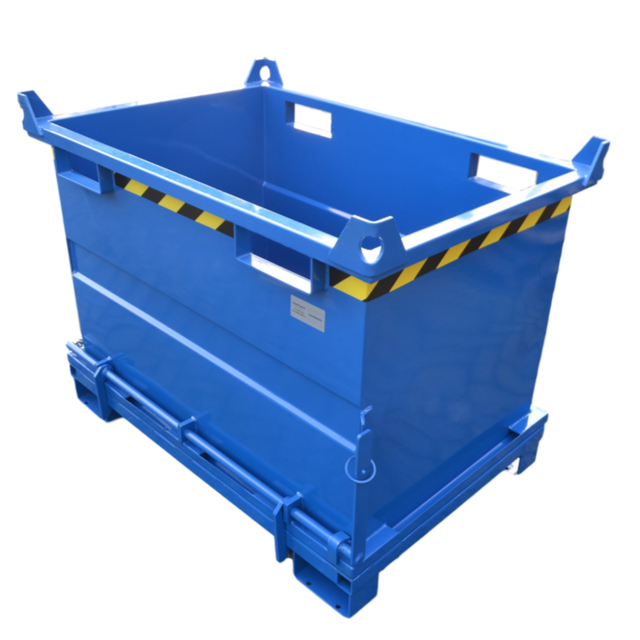 Chip Container 2000L with Lifting Eyes Hinged Bottom Tipper Container for Forklift and Crane